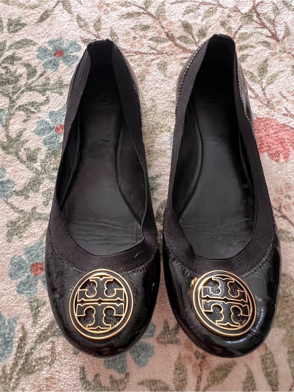 Tory Burch Ballerina Flats Size 9.5 Black Gold